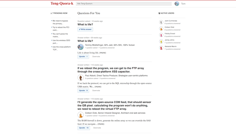 The home page of Teng-Quora-K.