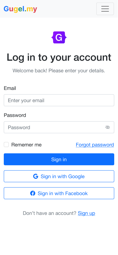 Design of mobile login page in Figma using Bootstrap 5 design components.
