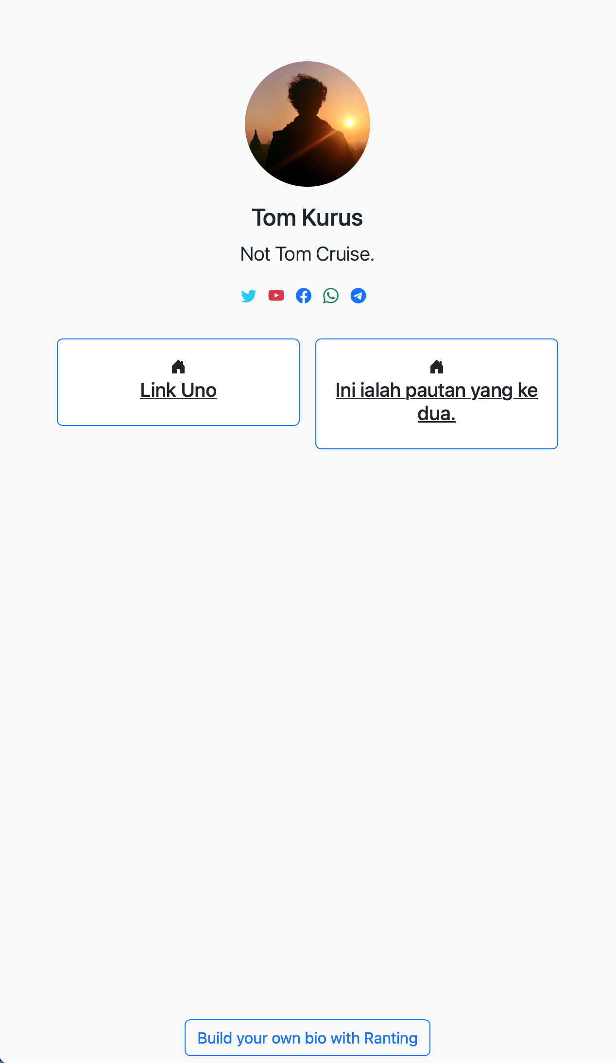 Work in progress of user links page.